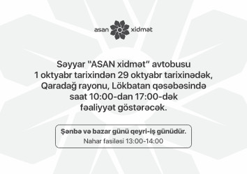 Qaradağda Səyyar ASAN xidmət fəaliyyətə başlayıb