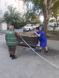 Sahil qəsəbəsində təmizlik işləri davam etdirilir