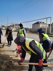 Qaradağ rayon Qobustan qəsəbəsi yeni yaşıl ağacların əkilməsinə hazırlıq işləri aparılır