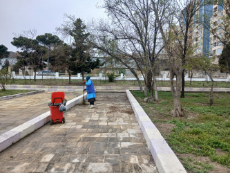 Qaradağ rayonu Sahil qəsəbəsində genişmiqyaslı təmizlik işləri aparılmışdır.