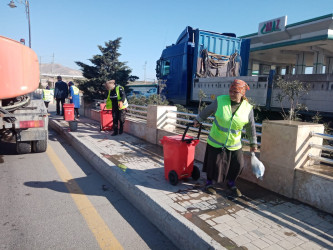 Qaradağ rayonunda təmizlik və dezinfeksiya işləri görülür