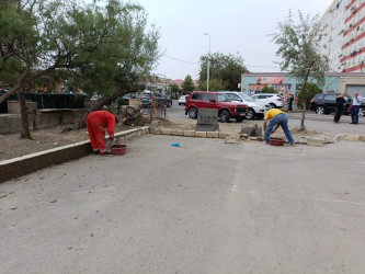 Sahil qəsəbəsində təmir işləri aparılır