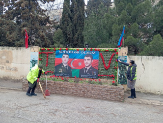 Qaradağ rayonu Sahil qəsəbəsində genişmiqyaslı təmizlik işləri aparılmışdır.
