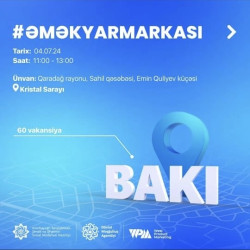 Bakı Regional Məşğulluq filialı və Vest Produkt Marketinq MMC-nin birgə təşkilatçılığı ilə Əmək Yarmarkasının keçiriləcəkdir