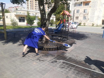Sahil qəsəbəsində təmizlik işləri davam etdirilir