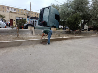 Sahil qəsəbəsində təmir işləri aparılır